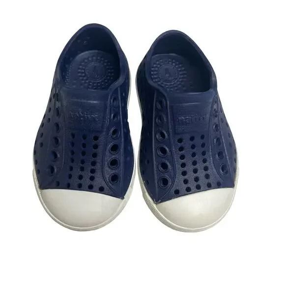 Native Jefferson Shoes Girls Boys Baby 4 Blue Slip on - Picture 7 of 7